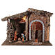 Cabane en liège pour crèche 20 cm Nativité portail et fenil éclairé 55x80x40 cm s1