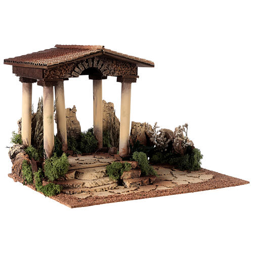 Crèche avec temple en ruines et Nativité Moranduzzo 10 cm 10