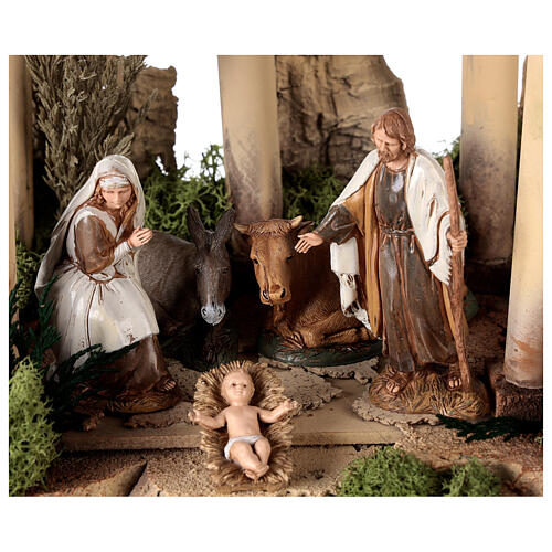 Presepe con tempio in rovina e Natività Moranduzzo 10 cm 2