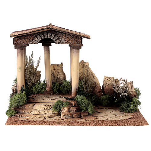 Presépio com templo em ruínas e Natividade Moranduzzo 10 cm 8