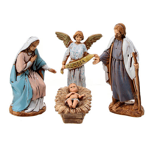 Holy Family set with temple and 6.5 cm Moranduzzo figurines 40x20x25 cm 3