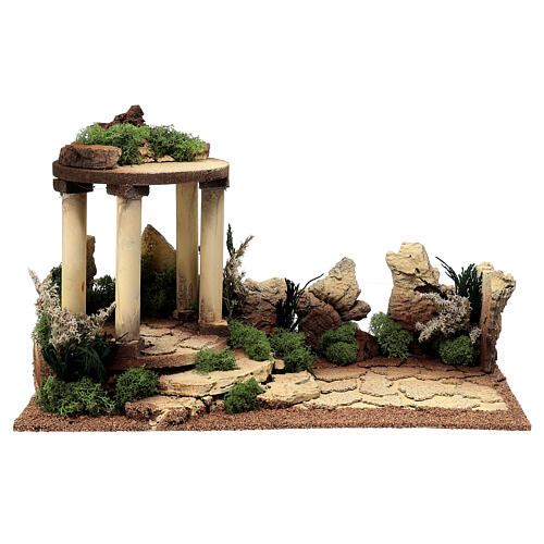 Holy Family set with temple and 6.5 cm Moranduzzo figurines 40x20x25 cm 7