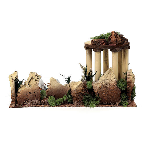 Holy Family set with temple and 6.5 cm Moranduzzo figurines 40x20x25 cm 8