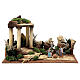 Holy Family set with temple and 6.5 cm Moranduzzo figurines 40x20x25 cm s1