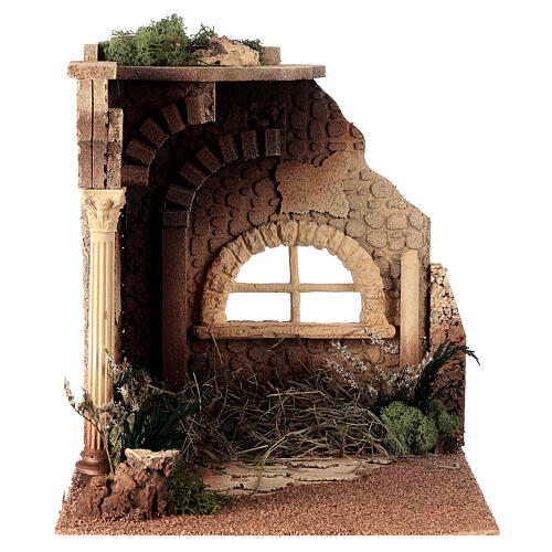 Ruined stable for Nativity Scene with 15 cm characters 30x30x35 cm 1