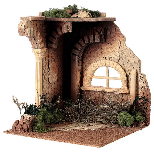 Ruined stable for Nativity Scene with 15 cm characters 30x30x35 cm 2