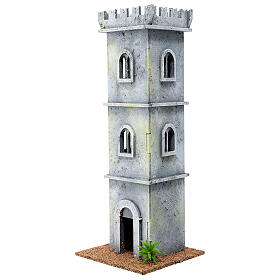 Castle tower in 19th century style 10x10x25 cm for Nativity Scene with 6 cm characters