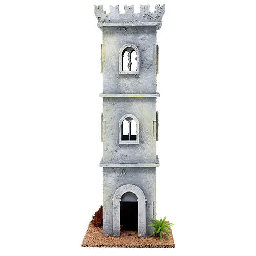 Tour château style XIXe 10x10x25 cm pour crèche de 6 cm 2
