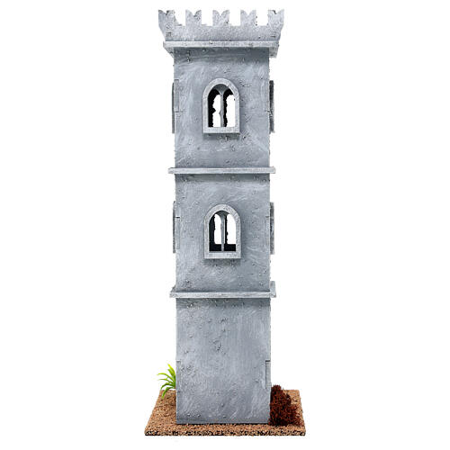 Torre castelo estilo século 19 10x10x25 cm para presépio com figuras de 6 cm 4