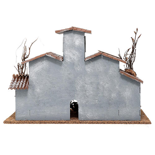 Building with porch and Nativity set of 6 cm in 19th century style 11