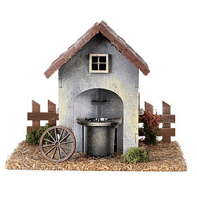 Washhouse with fountain for Nativity Scene with 8 cm characters, electric pump