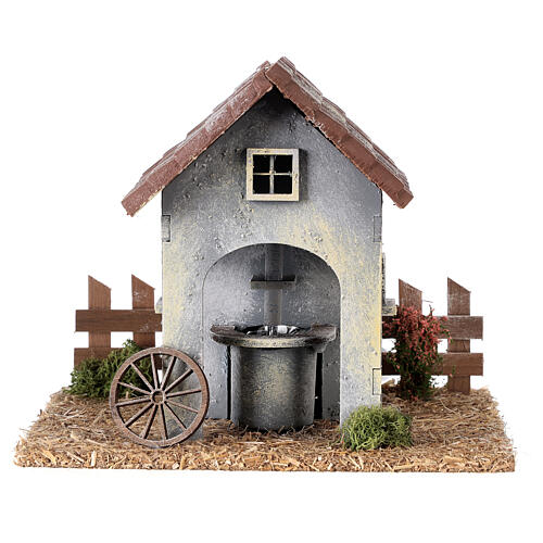Washhouse with fountain for Nativity Scene with 8 cm characters, electric pump 1