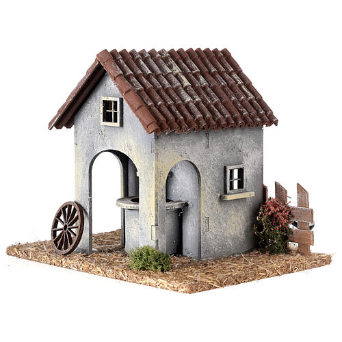 Washhouse with fountain for Nativity Scene with 8 cm characters, electric pump 2