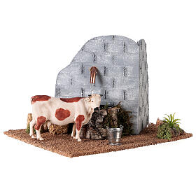 Drinking trough with the cow for Nativity Scene in the style of 800 with 9-12 cm characters