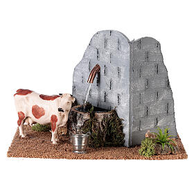 Drinking trough with the cow for 9-12 cm nativity scene the style of 800
