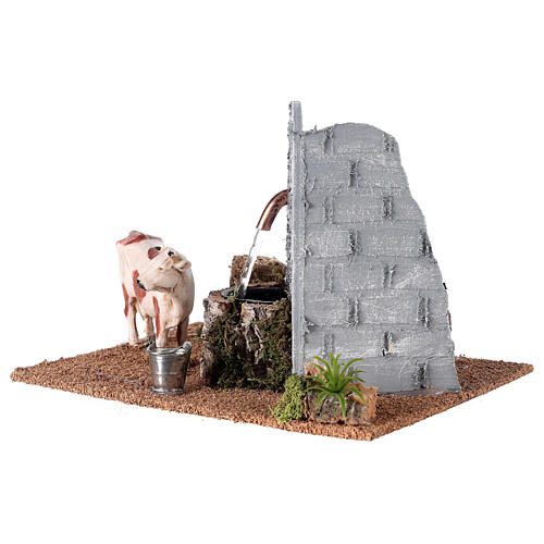 Drinking trough with the cow for 9-12 cm nativity scene the style of 800 3