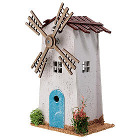 Windmill in 800 year style with motor for Nativity Scene of 6 cm
