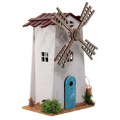 Windmill in 800 year style with motor for Nativity Scene of 6 cm 3