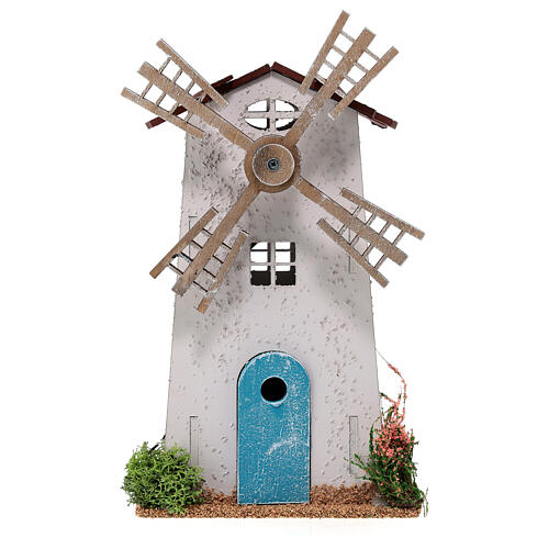 Countryside windmill in 800 year style with motor for 6 cm Nativity. 1