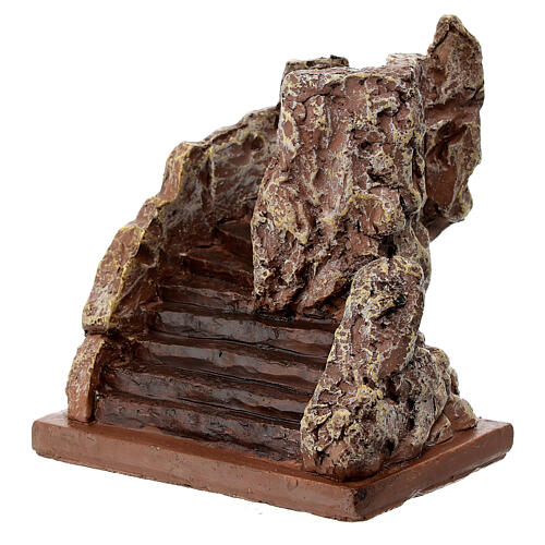 Stairs on a rock, resin, for Nativity Scene with 6 cm characters 2