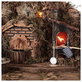 Borgo presepe 8-10 cm cascata e mulino a vento 60x30x30 cm