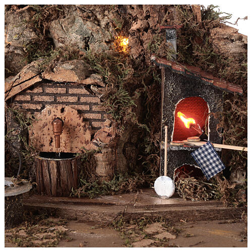 Borgo presepe 8-10 cm cascata e mulino a vento 60x30x30 cm 2