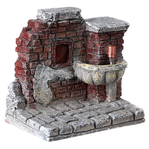 Fountain on a brick wall with pump 15x15x10 cm for Nativity Scene with 10 cm characters 3