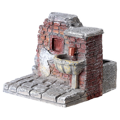 Brick fountain with pump 15x15x10 cm, 10 cm nativity scene 2