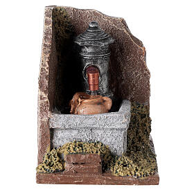 Fountain with jug, 12 cm nativity scene, resin 10x15x10 cm