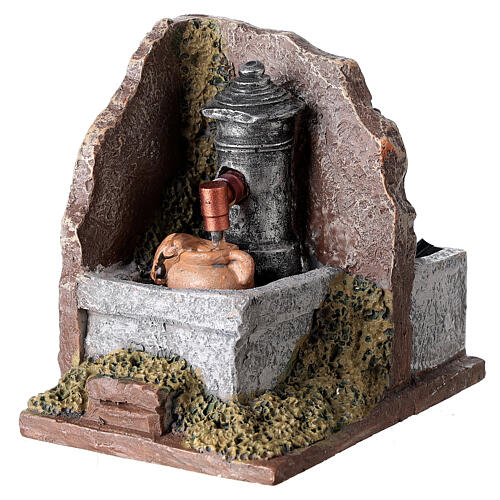 Fountain with jug, 12 cm nativity scene, resin 10x15x10 cm 2