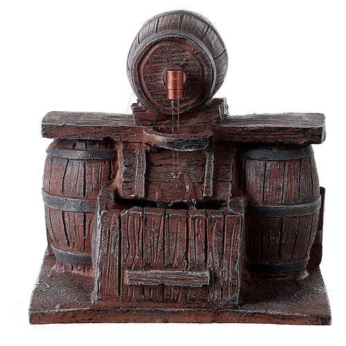 Resin fountain with barrels 15x15x15 cm for Nativity Scene with 12 cm characters 1