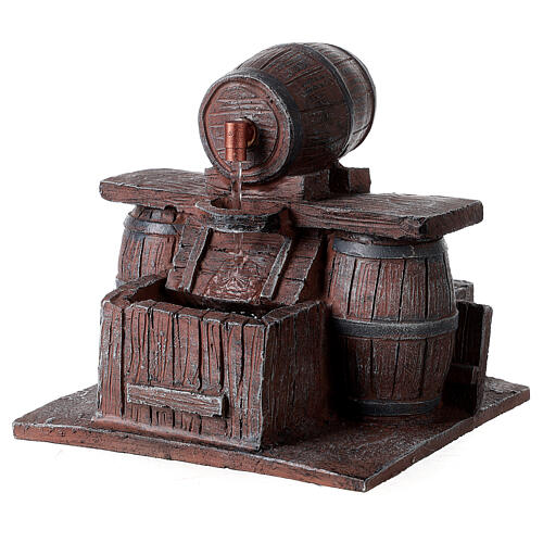 Resin fountain with barrels 15x15x15 cm for Nativity Scene with 12 cm characters 2