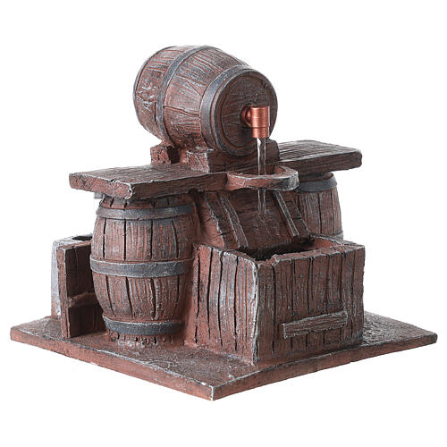 Resin fountain with barrels 15x15x15 cm for Nativity Scene with 12 cm characters 3