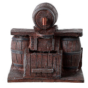 Fontaine avec tonneaux 15x15x15 cm résine crèche 12 cm