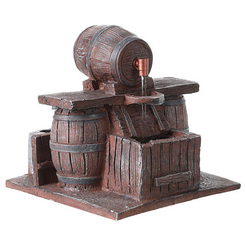 Fontana presepe 12 cm con botti resina 15x15x15 cm 3