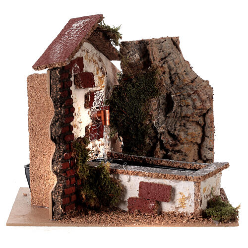 Cork fountain with pump 20x15x15 cm for Nativity Scene with 10-12 cm characters 1