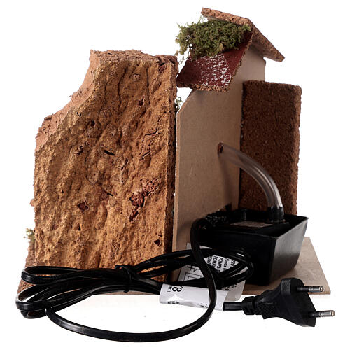 Fontana in sughero presepe 10-12 cm con pompa 20x15x15 cm 4