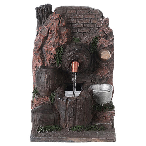 Fountain on rocky wall, 12 cm nativity scene with pump 10x20x15 1