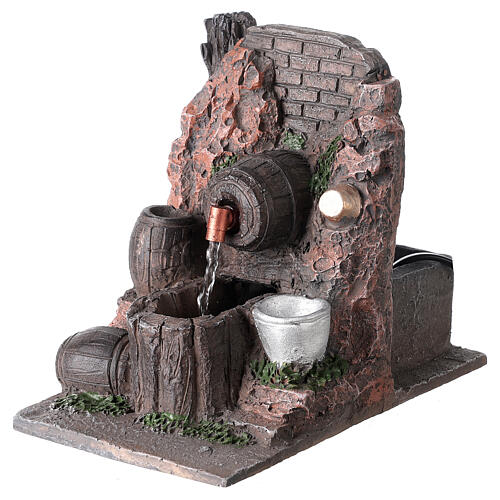 Fountain on rocky wall, 12 cm nativity scene with pump 10x20x15 2