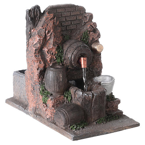 Fountain on rocky wall, 12 cm nativity scene with pump 10x20x15 3