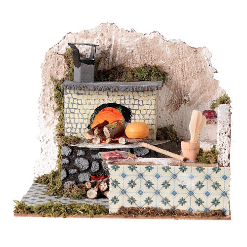 Forno lampada effetto fiamma 20x15x15 cm presepe 8-10 cm. 1