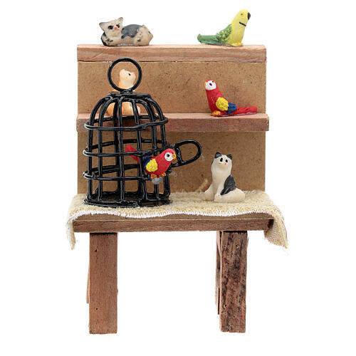 Table with animals birds cats for nativity scene 10-12 cm 10x5x5 cm 1