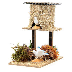 Dovecote with pigeons, for 12 cm nativity 12x5x10 cm