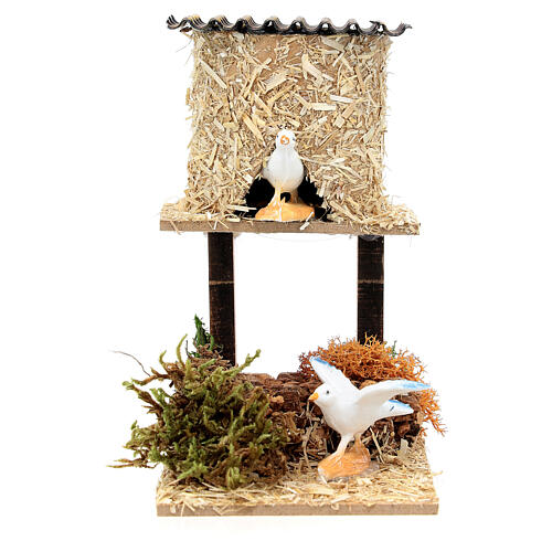 Dovecote with pigeons, for 12 cm nativity 12x5x10 cm 1