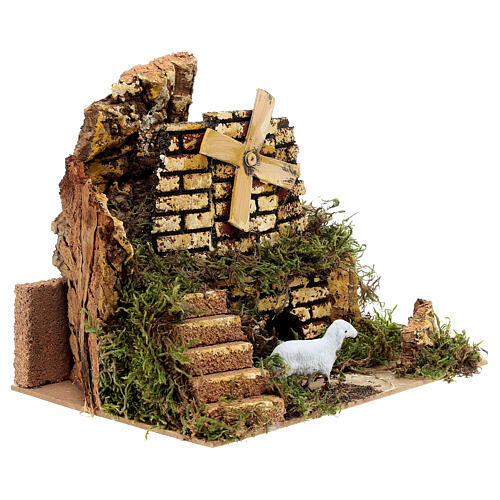 Windmill with sheeps 20x15x20 cm for Nativity Scene with 4 cm characters 3