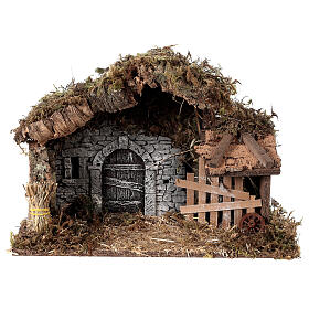 Nativity stable with barn 25x35x15 cm for Nativity Scene with 8 cm characters
