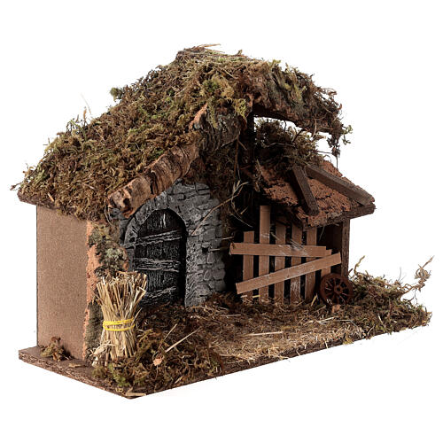 Stajenka z zapleczem siana, szopka 8 cm, 25x36x15 cm 3
