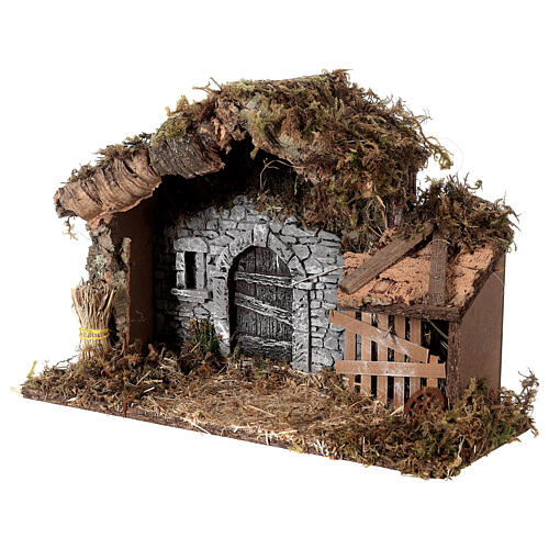 Nativity stable 8 cm with hay 25x35x15 cm 2