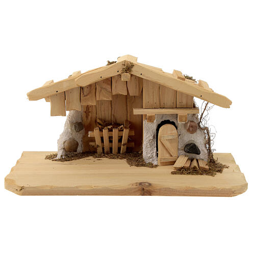 Resin stable in Nordic style for Nativity Scene with 10 cm characters 15x30x15 cm 1