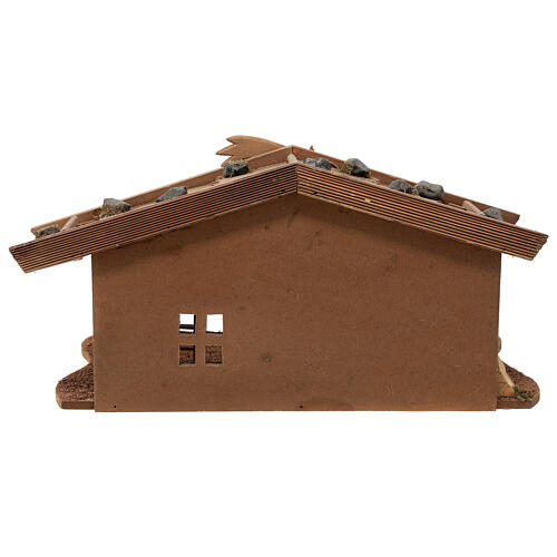 Nordic style wooden stable with comet 10 cm nativity 15x30x20 cm 9